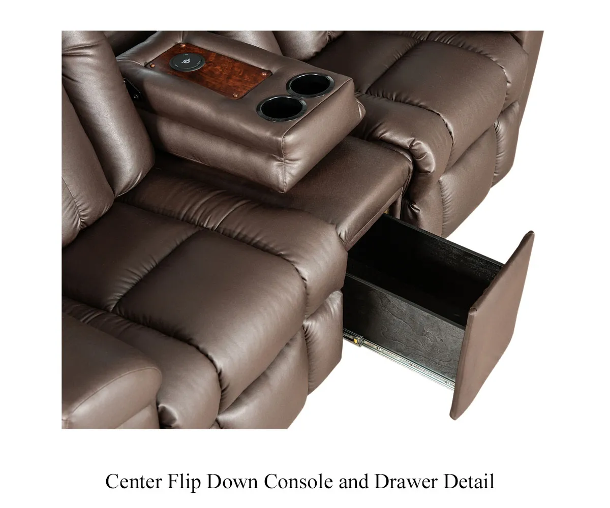 Dutch Boy Wallhugger Reclining Theater Seat Sofa - 76" - Image 2